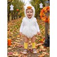 thumbnail image 4 of Cjfdfy Newborn Baby Boy Girls Halloween Animal Costume Outfit Goose Plush Hooded Sleeveless Romper And Socks 2 Pcs Set Infant Cute Animal Warm Hooded Sleeveless Jumpsuit 0-2Y, 4 of 9
