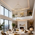thumbnail image 2 of Newest 71” Gold 60-Light 4-Tier Wagon Wheel Chandelier, Statement Light for Commercial Lobby & Luxury Estate, 2 of 10