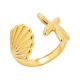 thumbnail image 3 of Anillo de Oro Forma Verano Playa Océano Estilo Apertura Ajustable Joyería de Mano, 3 of 6