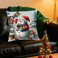 thumbnail image 4 of Snowman Christmas Throw Pillow Cover 18x18 Inch, Festive Red and Blue Holiday Decor Pillowcase with Snowman Scene for Sofa Cushion A, 4 of 6
