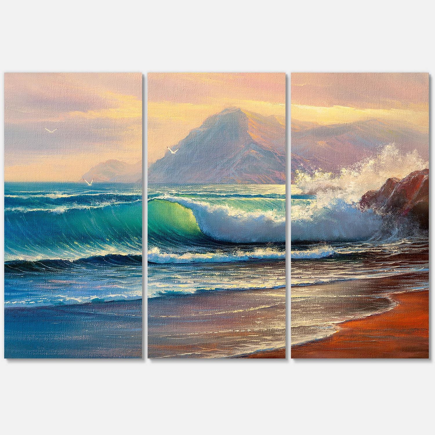 Designart Morning Sunlight On The Sea Waves III Canvas Wall Art