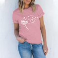 thumbnail image 3 of NAMTYQX Summer Blouses for Women 2025 Loose Short Sleeve Breathable Hawaii Plus Size Grafisches Lightweight Scoop Neck Graphic Going Out Tops for Women Pink Size XL, 3 of 4