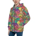 thumbnail image 2 of Pofeuu Colorful Dinosaur Print Teenage Zipper Hoodie Sweatshirts Hooded Casual Jackets With Pocket For Boys Girls-Small, 2 of 6