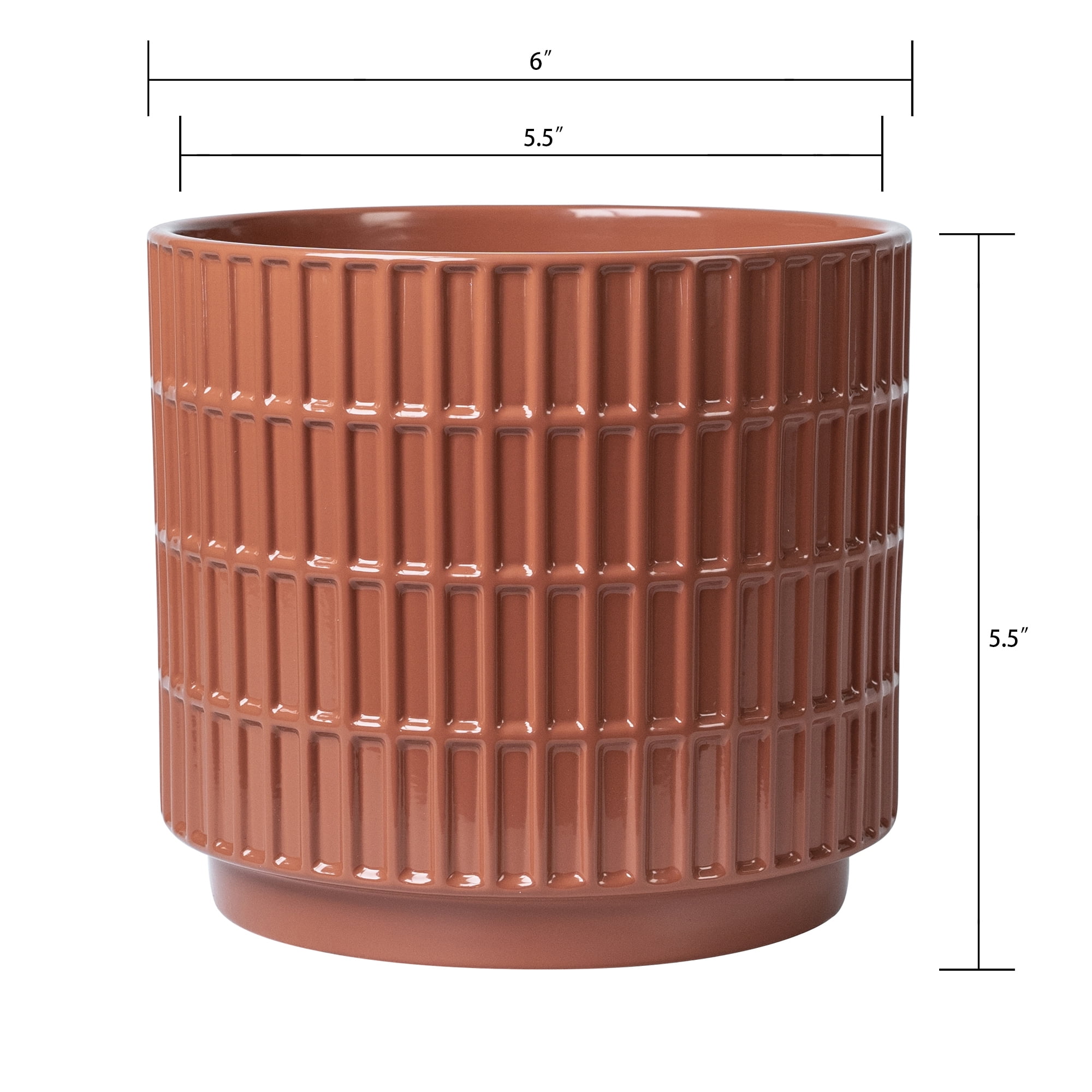 Mainstays 6" x 6" x 5.5" Round Red Ceramic Grid Plant Planter