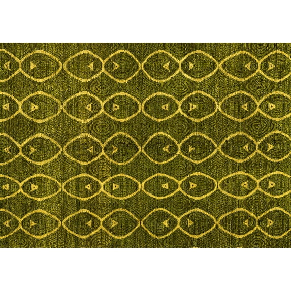 Ahgly Company Machine Washable Indoor Rectangle Abstract Yellow Modern Area Rugs, 7' x 10'