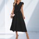 thumbnail image 4 of Vestido Vestido largo ajustado con dobladillo de encaje con lazo para mujer, atuendo diario de color sólido (negro XXL) Cgtredaw Negro T XXL para Mujer, 4 of 6