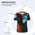 thumbnail image 3 of Lsque Red And Blue Fire Cat Pattern Mens Polo Golf Shirts Funny Graphics Shorts Sleeve Button Shirts Baseball T-shirt-Large, 3 of 7