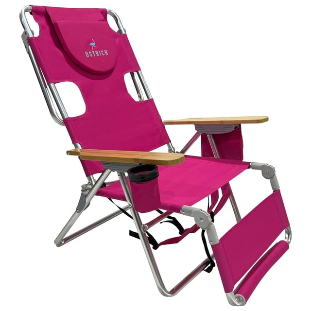 Ostrich The Woody Backpack 3N1 Portable Chair, Reclining Lounger with Cooler Bag, Pink