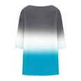 thumbnail image 5 of CHGBMOK Womens 3/4 Sleeve Blouses Color Block Crew Neck T Shirts Casual Pleated Tops Curved Hem Going Out Outfit, 5 of 6