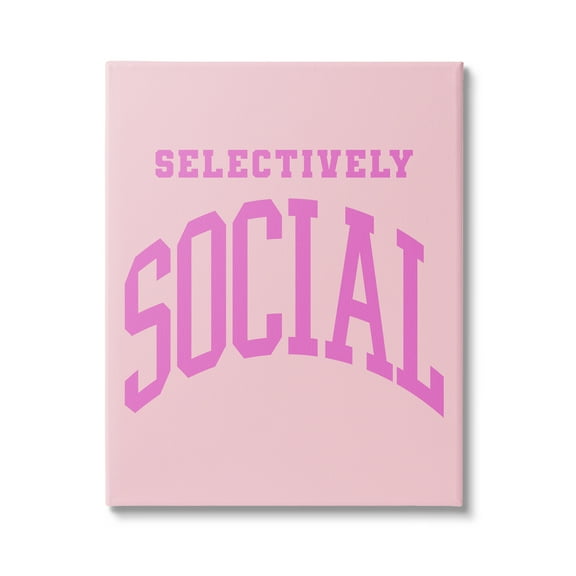 Stupell Industries Pink Selectively Social Phrase Typography Painting Gallery Wrapped Canvas Art Print Wall Art, 16 x 20
