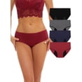 thumbnail image 2 of Hanerdun 4 Pack Women Panties Female Leakproof Briefs Elastic Underwear Black/Blue/Red/Gray L, 2 of 6