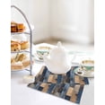 thumbnail image 4 of Navy Blue Brown Wood Kitchen Dish Towels for Drying Dishes Set of 2, Farmhouse Vintage Wooden Waffle Weave Microfiber Hand Tea Bathroom Towels Quick Dry & Absorbent Towel 12x12, 4 of 7