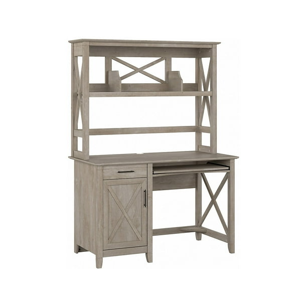 Bush Furniture Key West 48w Small Computer Desk With Hutch In Washed Gray Com Bush Furniture Key West 48w Small, Compact Computer Armoire Furniture