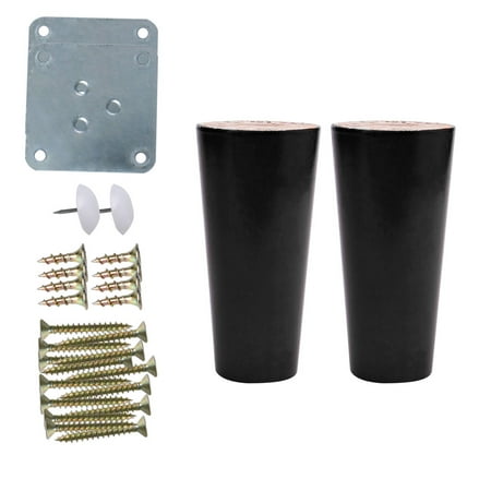 5 Solid Round Wood Furniture Legs Chair Table Cabinet Feet Replacement Height Adjuster Set Of 2 Black