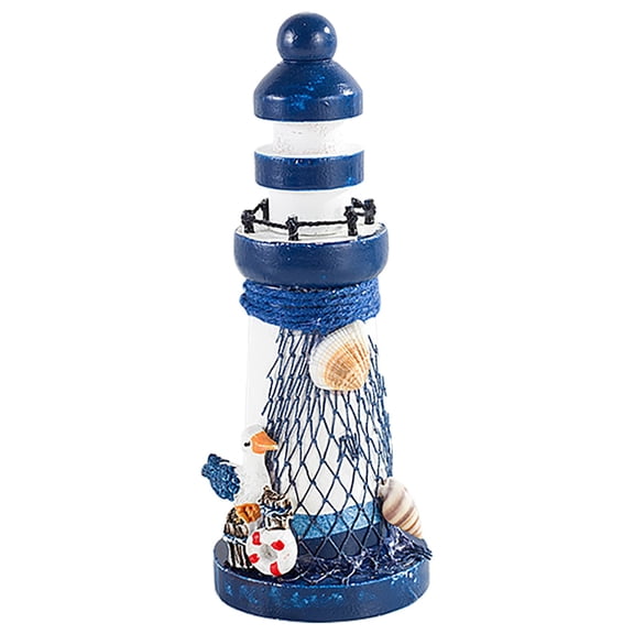 Lighthouse Decor, Wooden Miniature Lighthouse Decorative Nautical Theme Handmade Wood Lighthouse Ornament for Home Decor, Photo Props, Ocean Theme Party
