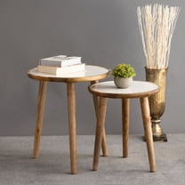 BIDK Home Round Mango Wood Nesting Side Table - 20" - Set of 2