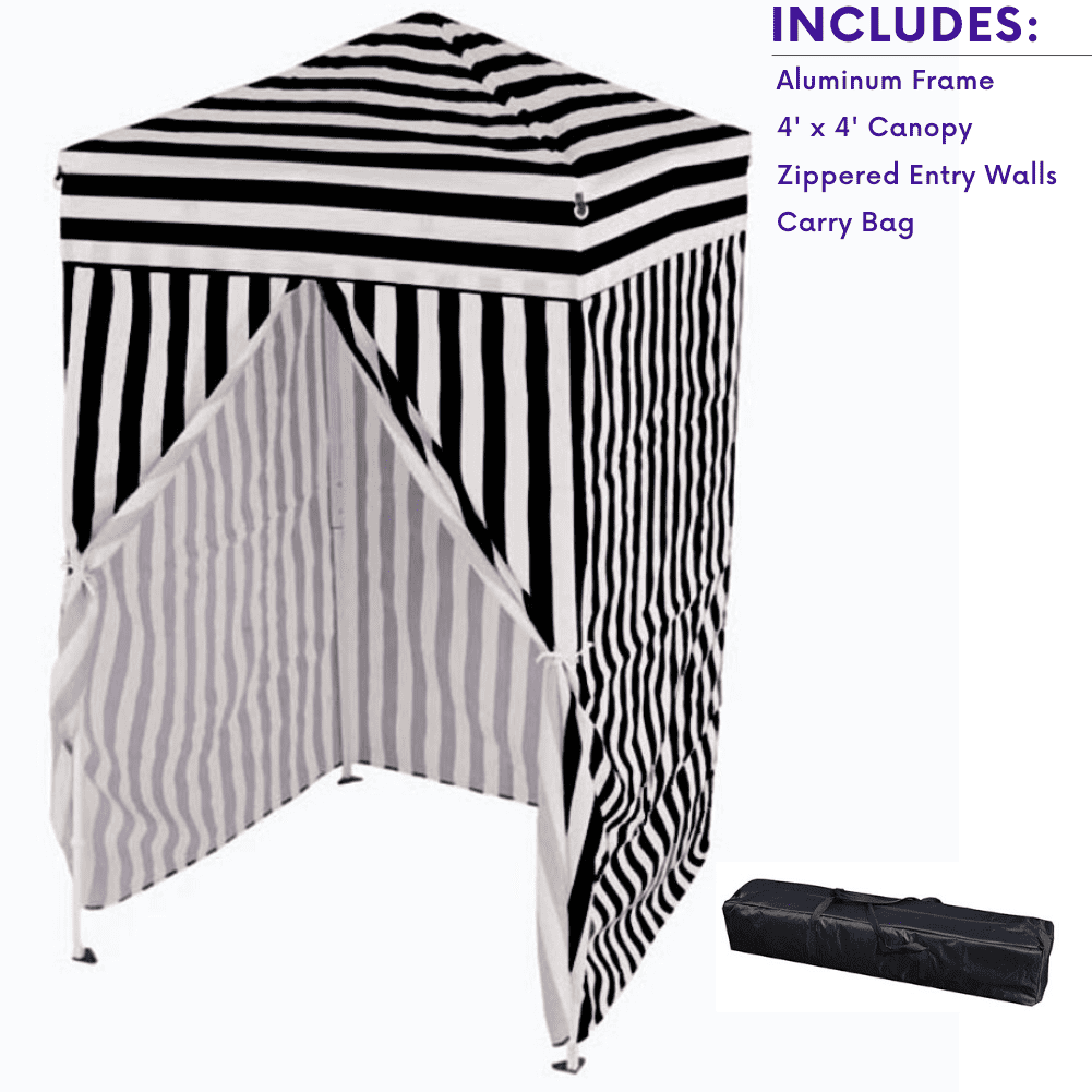 Impact Canopy 4 x 4 Portable Changing Room Tent, Privacy Cabana, Black and White