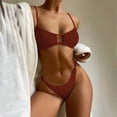 thumbnail image 1 of CEHVOM Women Split Swimsuit Show Waist Solid Color Bikini, 1 of 5