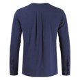 thumbnail image 3 of Camisas s Para Hombre Manga Larga Camisa de lino y algodón a la moda para hombre, camiseta de Yoga étnica de playa de Color sólido de manga larga (Navy, XXL), 3 of 7