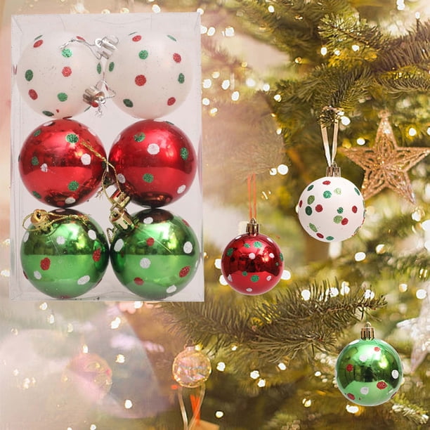 Xihbxyly Adornos Navideños Mate, Diseño Pintado a Mano, Juego de Plástico Colorido, Fáciles de Colgar, Decoración Versátil para Árboles o El Hogar, Regalo Ideal para Fiestas, Tamaño 6 Cm, 6 Piezas