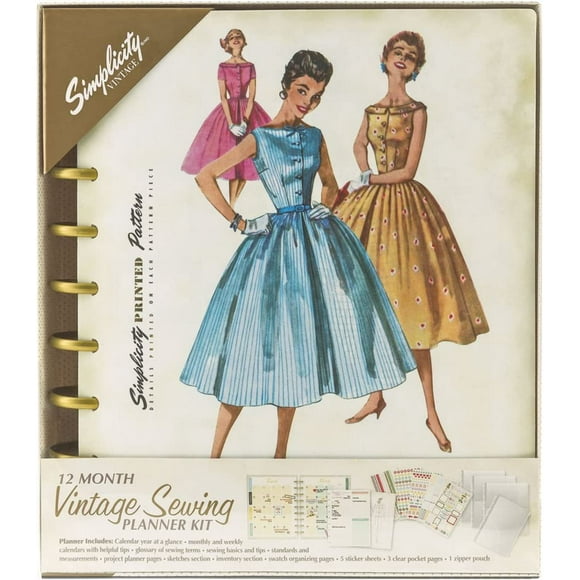 Simplicity Vintage Vintage Mode Couture 12 Mois Planificateur, 232 Pages, 8.6'' x 9.5''