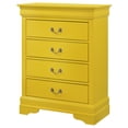 thumbnail image 2 of Glory Furniture Louis Phillipe Wood Veneer 4-Drawer Bedroom Chest in Yellow, 2 of 5