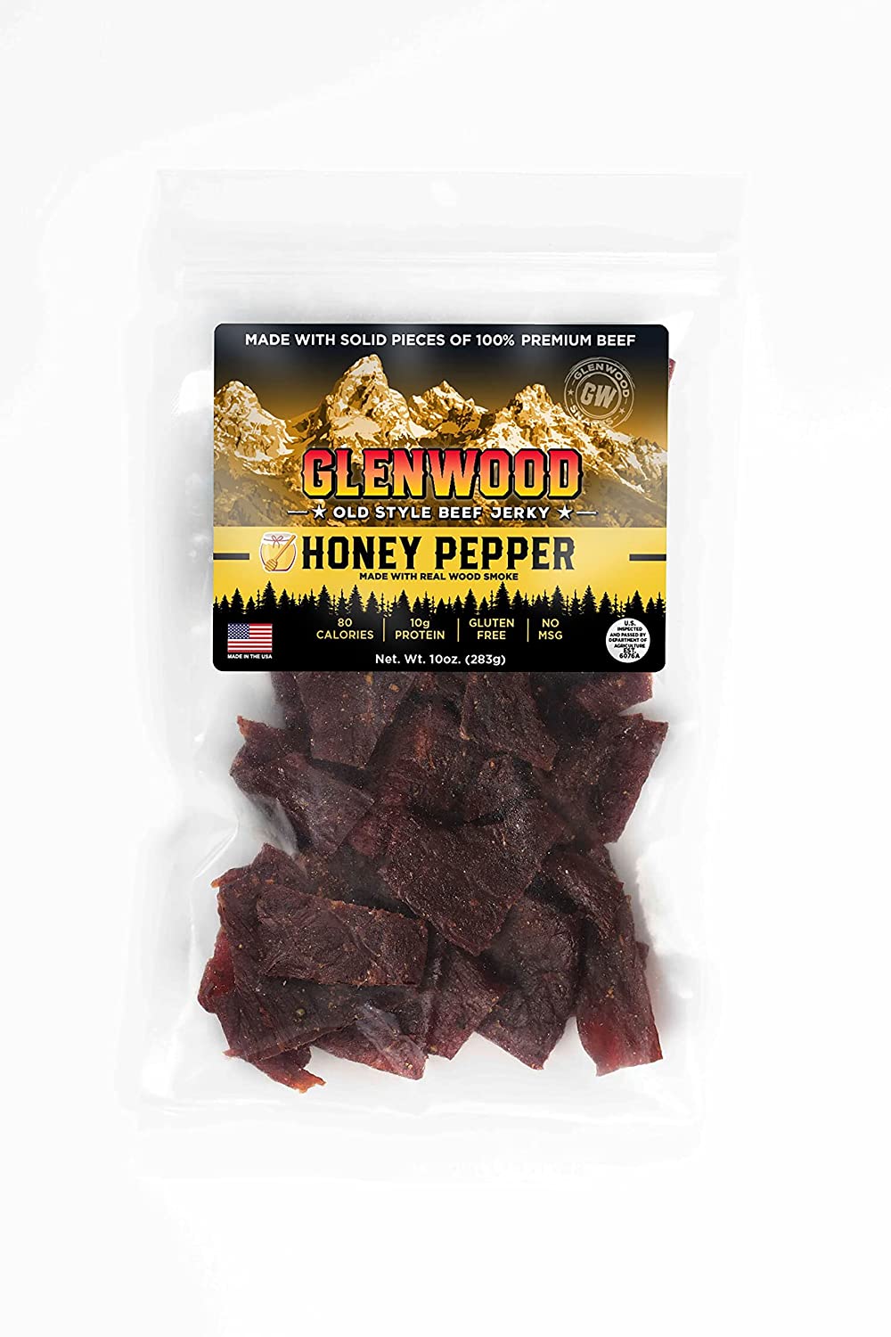 Glenwood Beef Jerky Honey Pepper Jerky 10oz Resealable Bag Moist and
