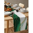 thumbnail image 6 of Table Runner Dresser Scarves 72 Inch Long,Natural Abstract Marble Rock Linen Dining Table Runners Emerald Green Stone Gold Crack Tabletop Scarf for Wedding Holiday Party Kitchen, 6 of 9