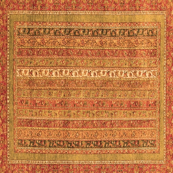 Ahgly Company Indoor Square Abstract Orange Modern Area Rugs, 4' Square
