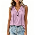 thumbnail image 7 of Womens Tank Tops Cotton Linen Button V Neck Summer Camisole Top for Women Sleeveless Wide Strap Shirts, 7 of 7