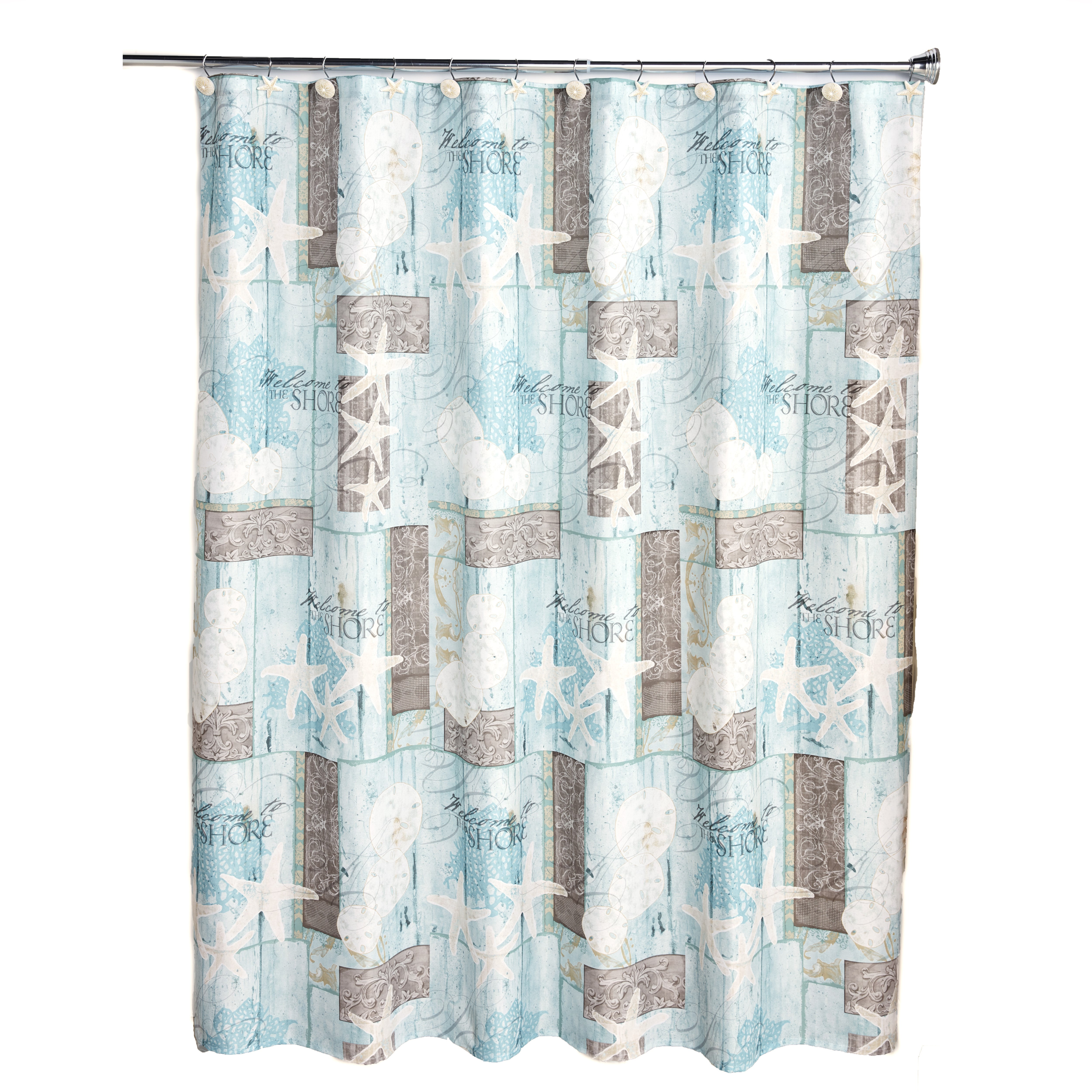 Coastal Icons Shower Curtain, Coastal Shower Curtains Bed Bath And Beyond