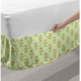 thumbnail image 2 of Garden Art Bed Skirt, Print of Floral Motif with Green Leaves and Orange Blooms, Elastic Bedskirt Dust Ruffle Wrap Around for Bedding Decor, 4 Sizes, Green Green, by Ambesonne, 2 of 2