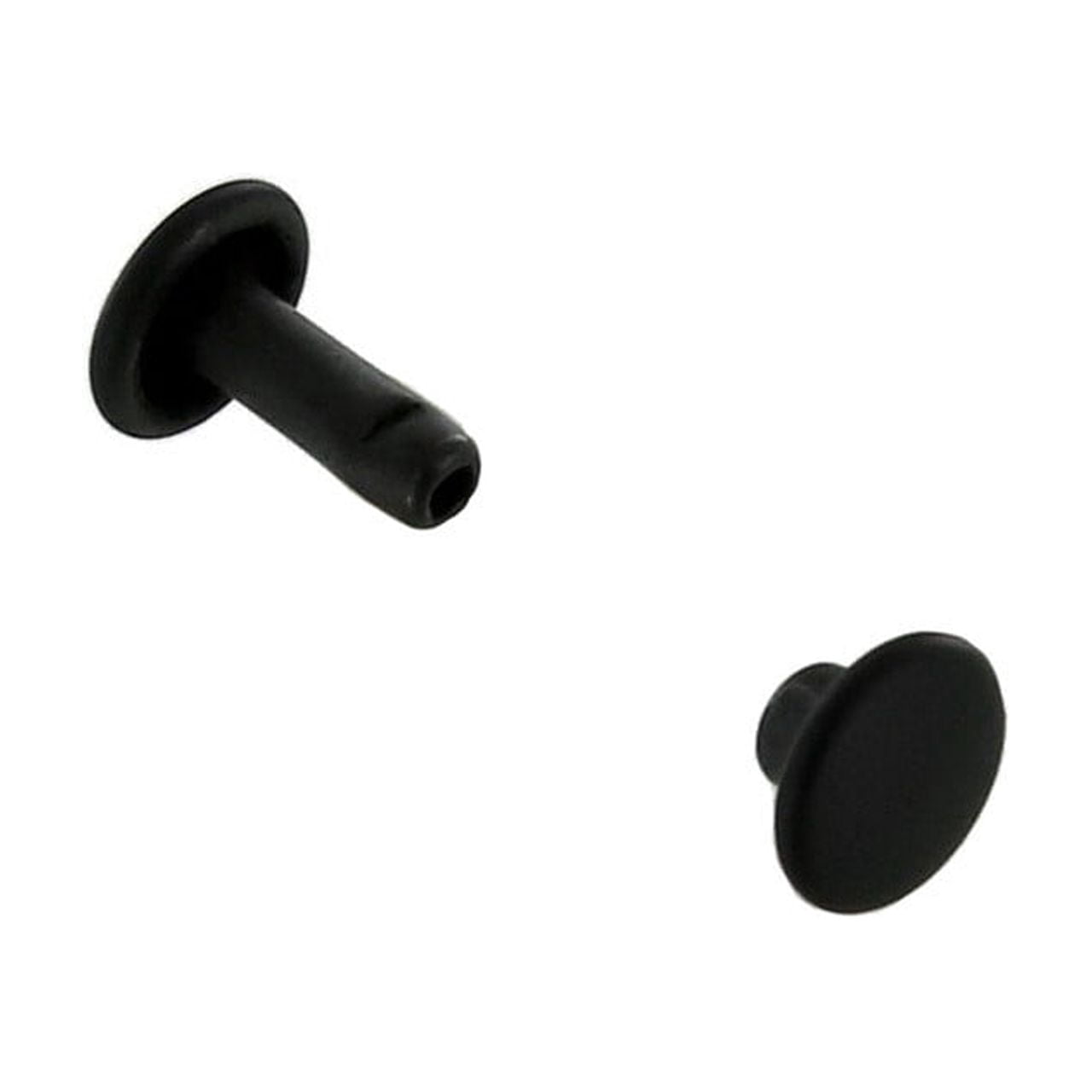 Double Cap Rivet, Black Matte, Solid Brass-LL (100 sets per bag), Multiple Sizes