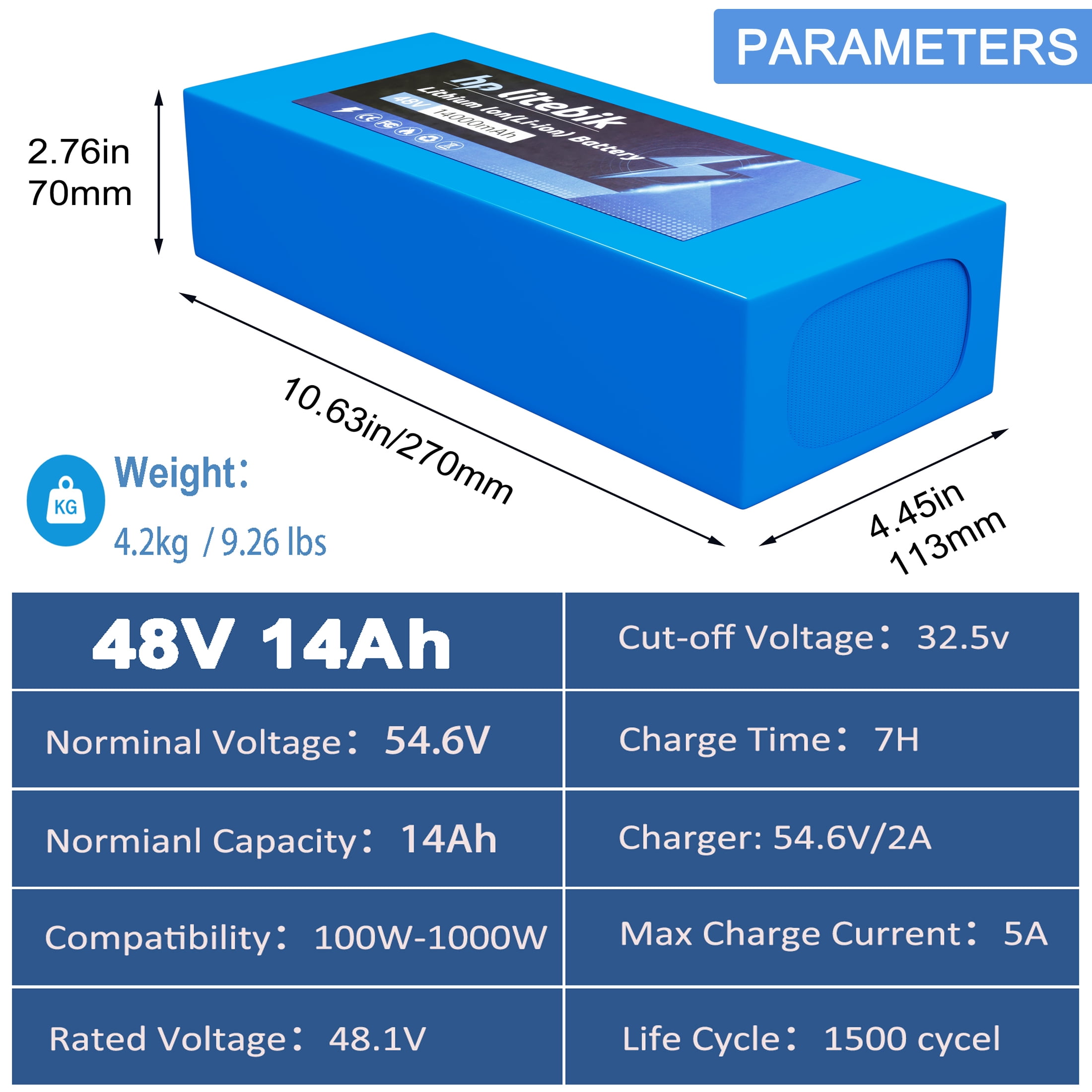 48v 14ah Battery Bicycle 48v Lithium Battery Pack Ebike Battery 1000W for Adult Electric Bike