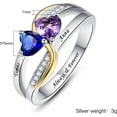 thumbnail image 2 of JQUEEN Custom Silver Rings for Her Personalized Infinity Mothers Ring with 2 Heart Cut Simulated Birthstones Engraved Engagement Promise Rings for Women Size 5-12, 2 of 5