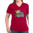 thumbnail image 1 of CafePress - Macaron Kitty T Shirt - Women's V-Neck Dark T-Shirt, 1 of 1