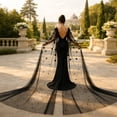 thumbnail image 4 of Slccxzc Extra Long 3D Floral Mesh Bridal Shawl, Tulle Wedding Cloak for Evening Dresses, 4 of 7
