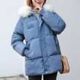 thumbnail image 5 of Lovskoo 2024 Womens Winter Coats Quilted Jacket Long Sleeve Outerwear Cotton Padded Jacket Solid Color Collared Jacket Blue, 5 of 6