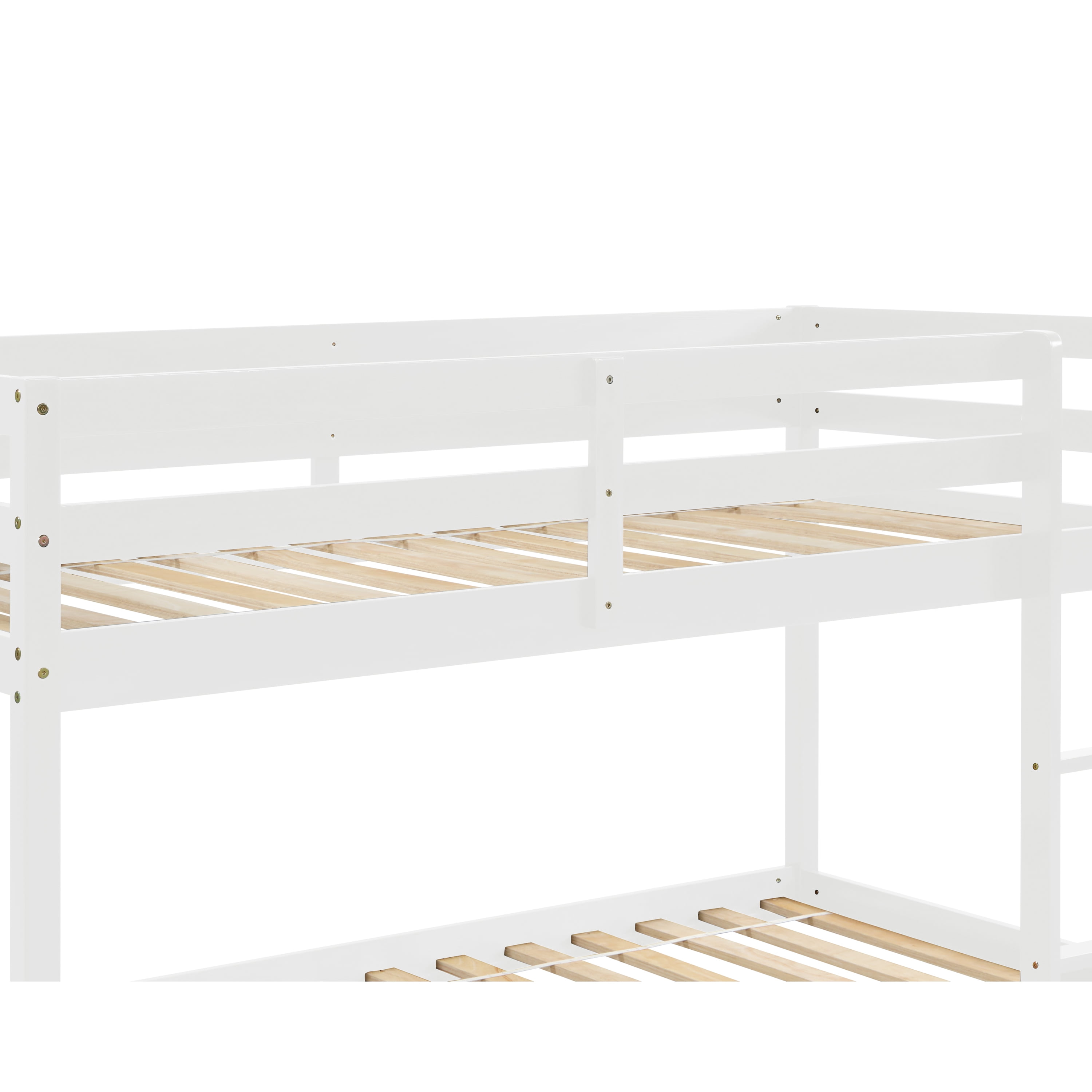 Miniyam Twin over Twin Low Bunk Bed for Kids Boys Girls, White