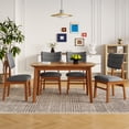 thumbnail image 6 of Mid-century Modern Dining Table Set for 4, Solid Wood Dining Table and Solid Wood Chairs, 5 Piece Farmhouse Dining Table and 4 Upholstered Chairs for Home, Kitchen, Apartment, Space Saving, 6 of 6