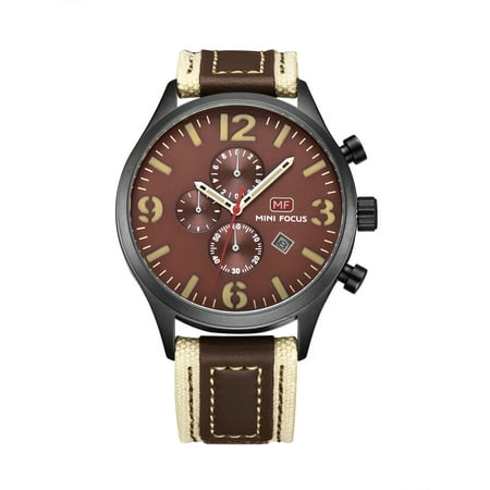 Mens Quartz Watch Brown Dial Nylon Ribbon Strap Analog Simple Design Date for Friends Lovers Best Holiday Gift (The Best Mens Watches)
