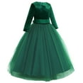 thumbnail image 2 of IBTOM CASTLE Flower Girl Velvet Floral Gradient Sequins Dress for Kids Wedding Bridesmaid Pageant Communion Formal Princess Puffy Gown 7-8 Years Green, 2 of 8