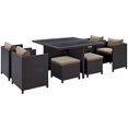 thumbnail image 2 of Modway Inverse 9 Piece Patio Dining Set in Espresso and Mocha, 2 of 5