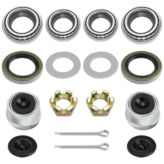 2 Set L68149 L44649 Trailer Axle Bearings Kit with 171255TB Grease Seals,1.98'' Trailer Dust Caps, Cotter Pins, Axle Nuts & Washers, Fits for 1-3/8'' to 1-1/16'' 3500 Lbs Trailer Axle #84 Spindle