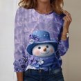 thumbnail image 2 of Women's Long Sleeve Shirts with Cute Print Graphic Tees Design, Blouses Casual Plus Size Basic Tops Pullover, Fashion Christmas Snowman Print Round Neck Top for Winter Wear,Sky Blue,2XL, 2 of 7