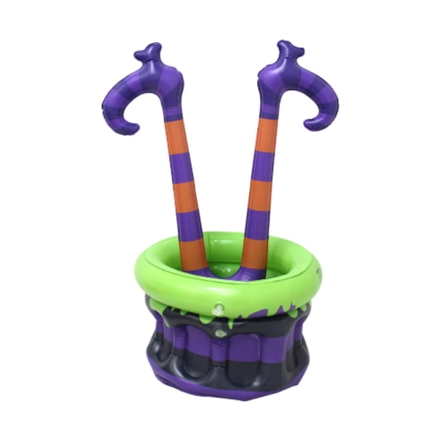Caldero inflable con patas de para Halloween, decoración para fiestas, contenedor portátil, soporte para bebidas, suministros para fiestas de