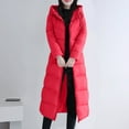 thumbnail image 2 of MIUOWANP Winter Jackets for Women Short Women's Winter Tops Jacket With Hood Waist And Overcoat Solid Outer Long Sleeve Coats With Pocket Red L, 2 of 5