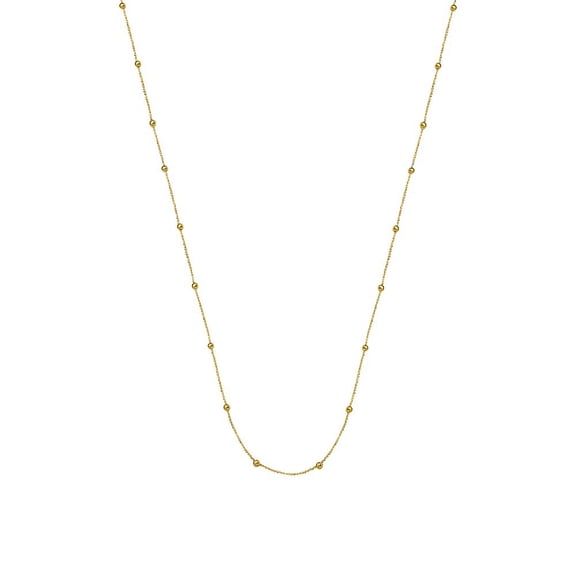 14k Yellow Gold Alternating Ball Necklace With Spring Ring - 1.6 Grams - 17 Inch