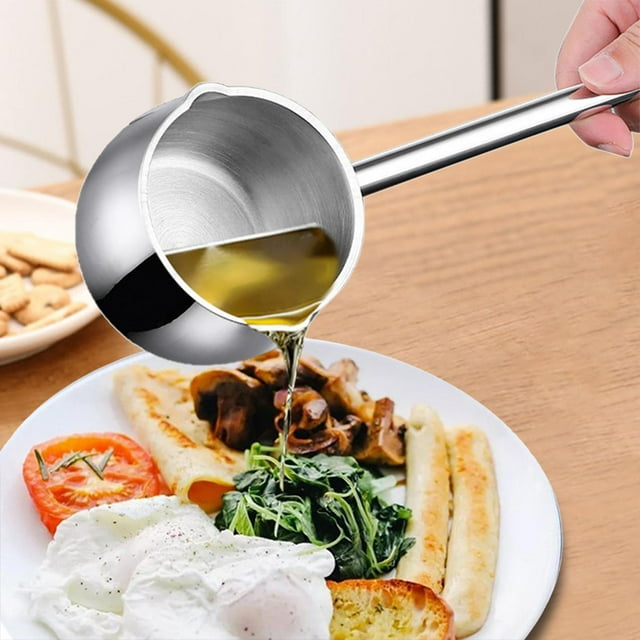Mini cacerola de acero inoxidable, olla pequeña para sopa, sartén de cocina con mango largo, cafetera turca, sartén para y condimentos para BLESIY Mini cacerola