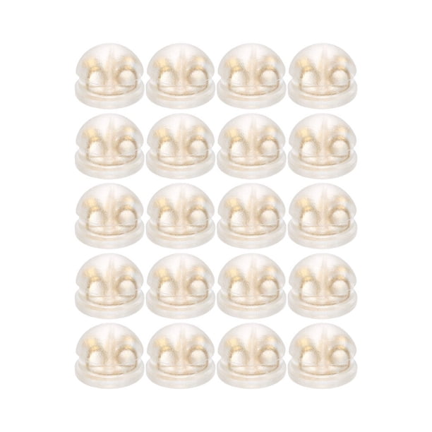 20 tapones de seguridad de silicona y latón para pendientes, cómodos, de repuesto para accesorios de aretes (dorados)